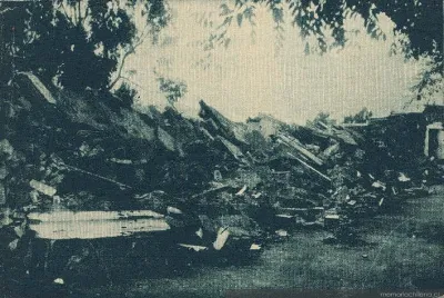 Consecuencias del terremoto de Talca: nicho derrumbado, 1928 — 1928 | Chile de Ayer