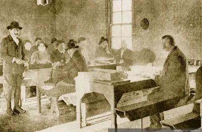 Comedor para trabajadores en la Estancia Cameron, Tierra del Fuego, 1920 — 1920 | Chile de Ayer