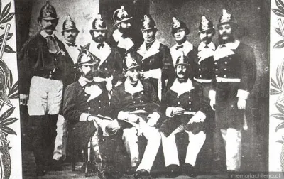 Primer Directorio del Cuerpo de Bomberos de Santiago, hacia 1870 — 1870 | Chile de Ayer