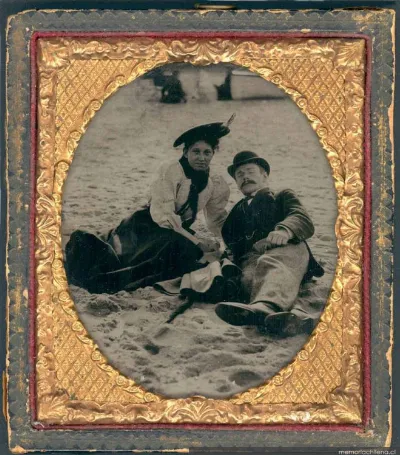 Pareja en la playa, hacia 1860 — 1860 | Chile de Ayer