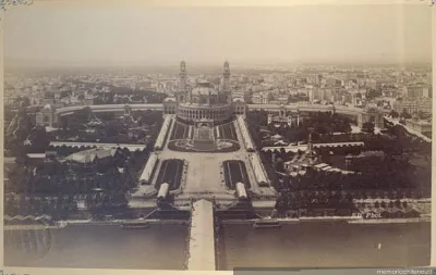 Jardín y Palacio del Trocadero, ubicados frente a la Torre Eiffel, 1889 — 1889 | Chile de Ayer
