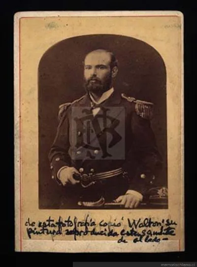 Arturo Prat Chacón, retrato de medio cuerpo con uniforme, hacia 1880 — 1880 | Chile de Ayer