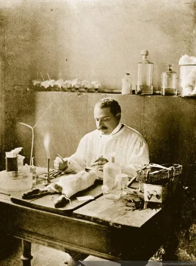 Preparación vacuna antirrábica, hacia 1910 — 1910 | Chile de Ayer