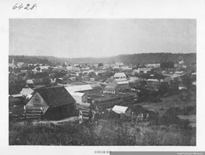 Osorno vista general con campos y bosque, circa 1930 — 1930 | Chile de Ayer