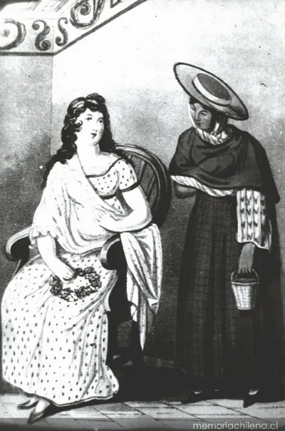 Dama de la aristocracia chilena con su mucama, 1900 — 1900 | Chile de Ayer