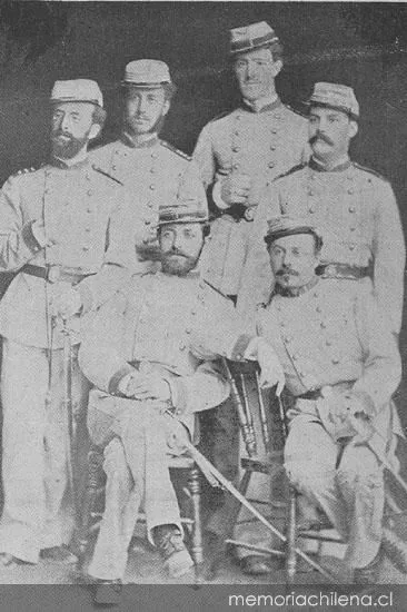 Oficiales chilenos de la Guerra del Pacífico, hacia 1880 — 1880 | Chile de Ayer