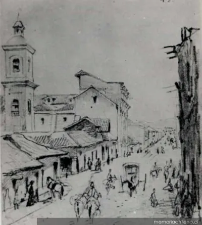 Calle de Santiago, hacia 1840 — 1840 | Chile de Ayer