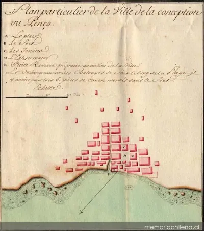Plano de Concepción en 1712 — 1712 | Chile de Ayer