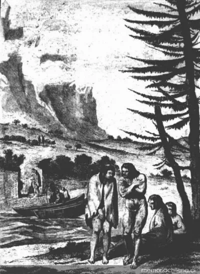 Habitantes del Estrecho de Magallanes llamados patagones, hacia 1800 — 1800 | Chile de Ayer