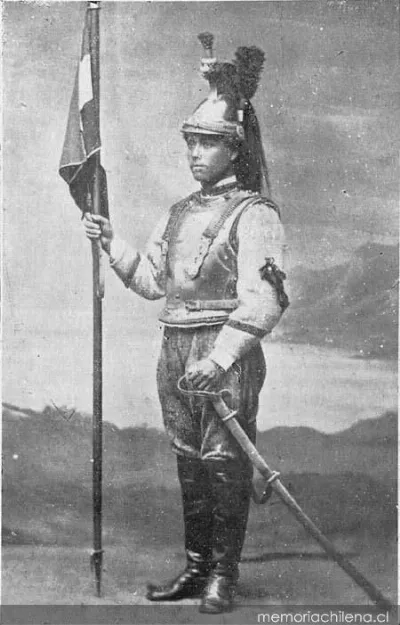 Soldado de la caballería boliviano del Escuadrón Húsares de Bolivia en uniforme de parada, 1879 — 1879 | Chile de Ayer