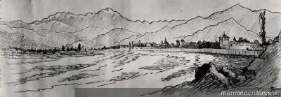 Tajamares del Río Mapocho, Santiago, 1835 — 1835 | Chile de Ayer