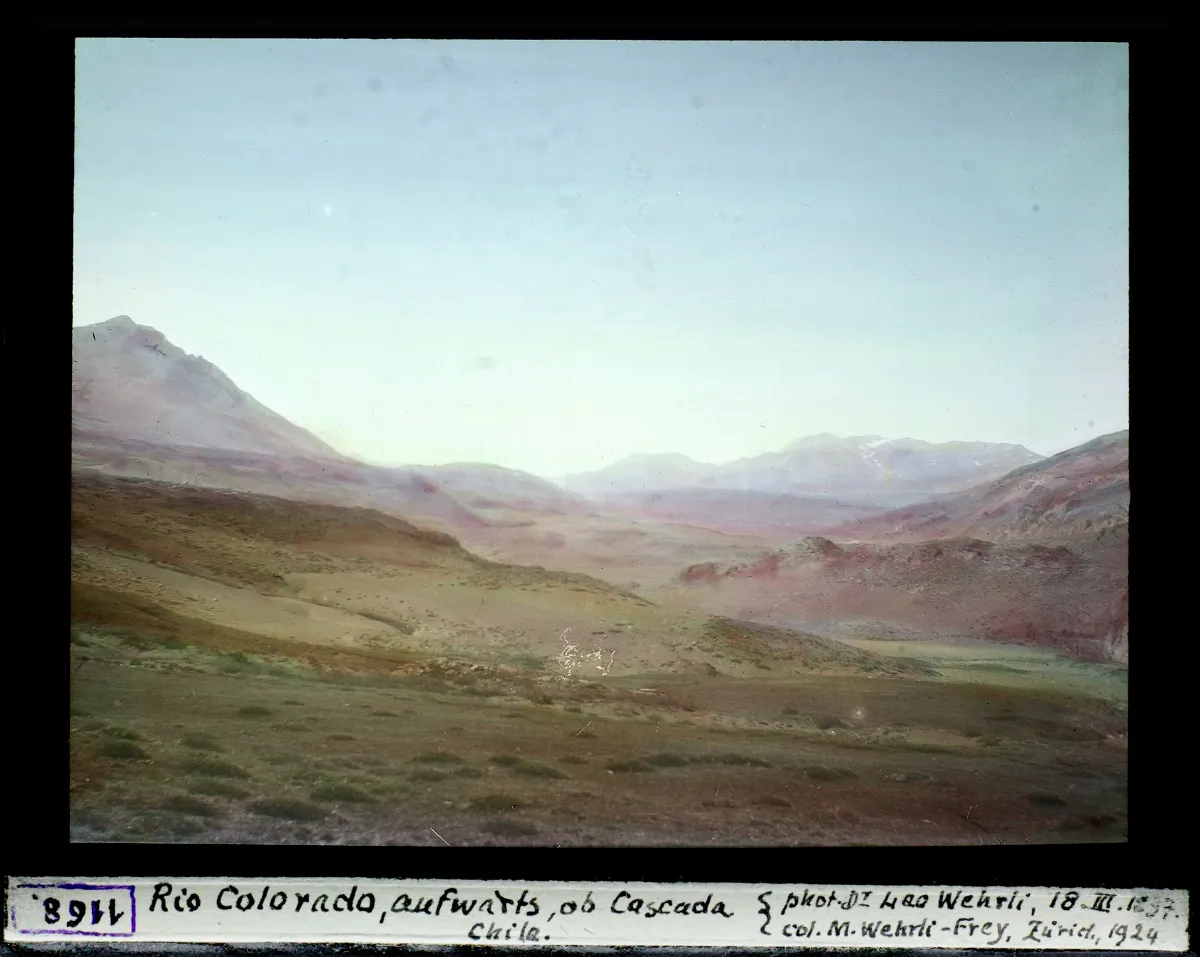 Rio Colorado, aufwärts, oberhalb Cascada — 1897 | Chile de Ayer
