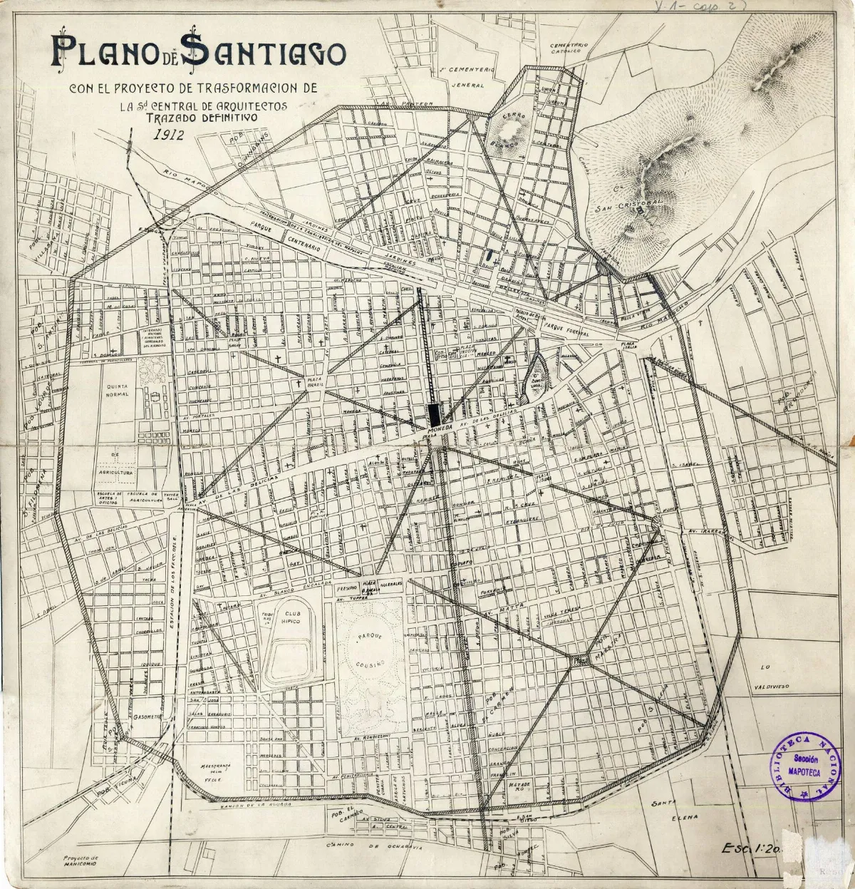 Plano de Santiago de Chile 1912 (2) — Santiago — 1912 | Chile de Ayer