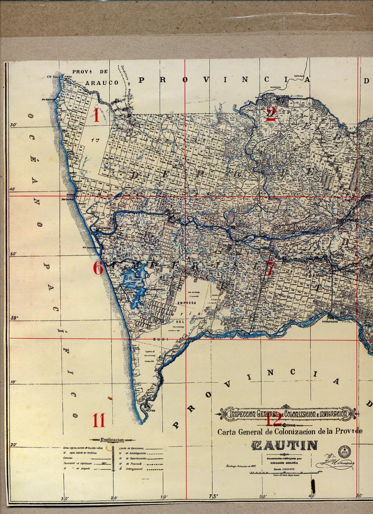 Carta de colonización 1916 — Temuco — 1916 | Chile de Ayer