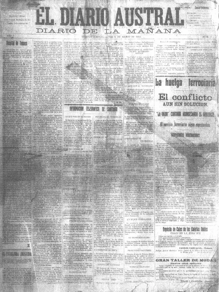 El Diario Austral 6 marzo 1916 — Temuco — 1916 | Chile de Ayer