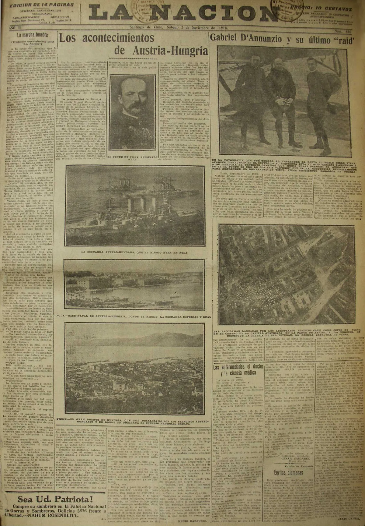 La Nación - 2 de noviembre de 1918, año 2 — 1918 | Chile de Ayer