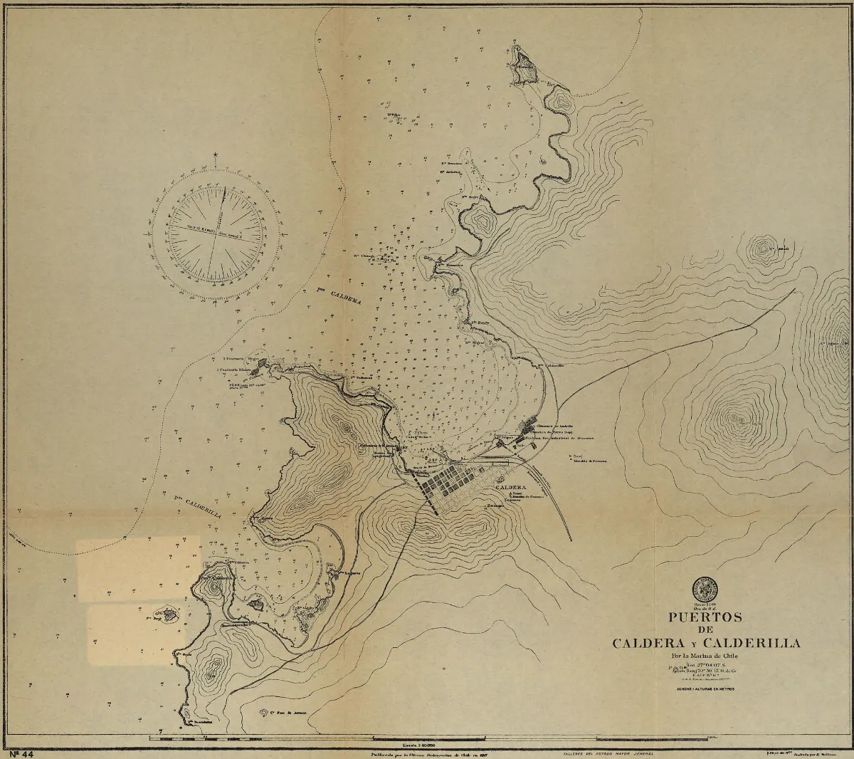Mapa de los puertos de Caldera y Calderilla 1917 — 1917 | Chile de Ayer