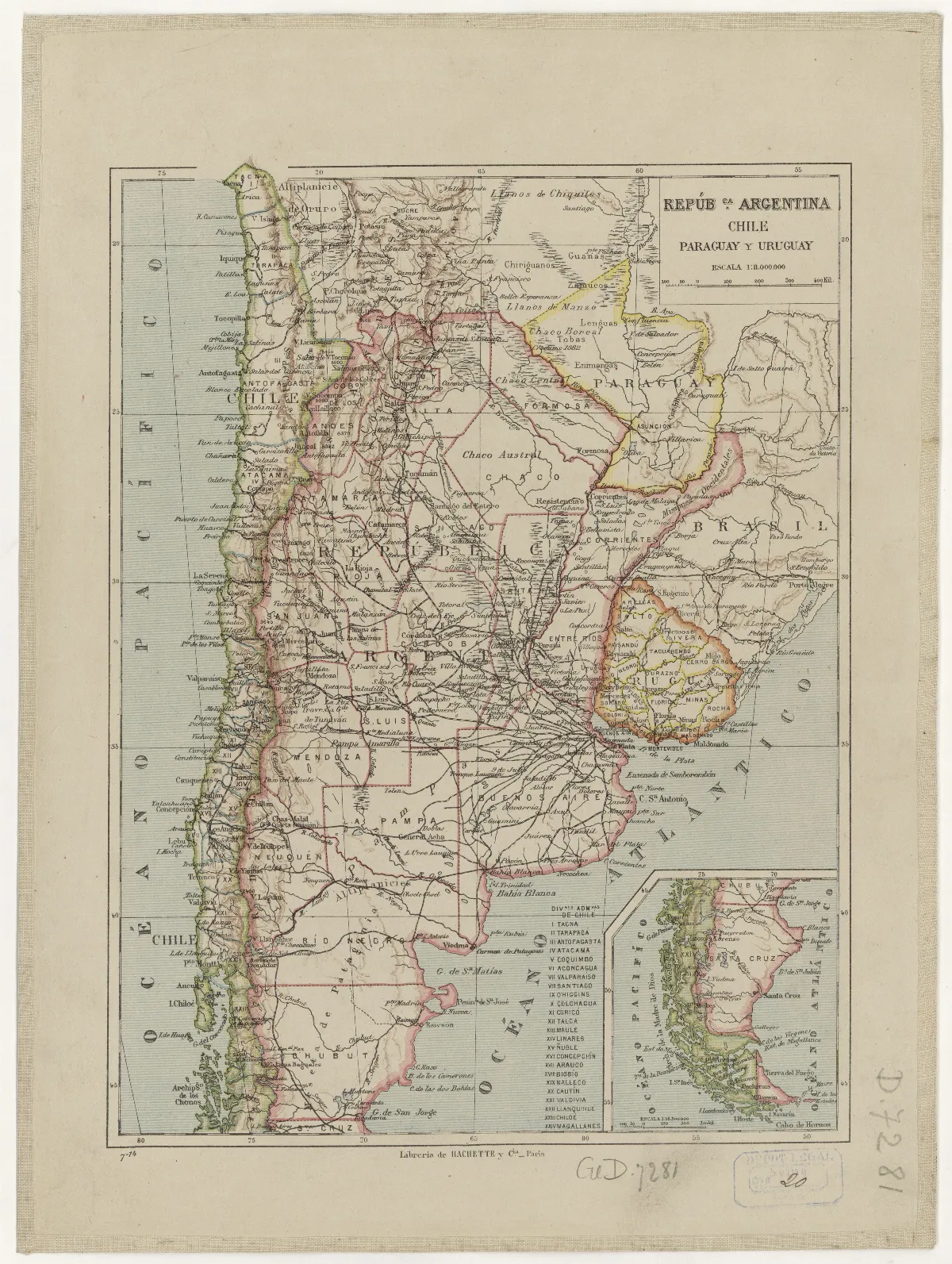 Repúb[li]ca Argentina, Chile, Paraguay y Uruguay — 1916 | Chile de Ayer