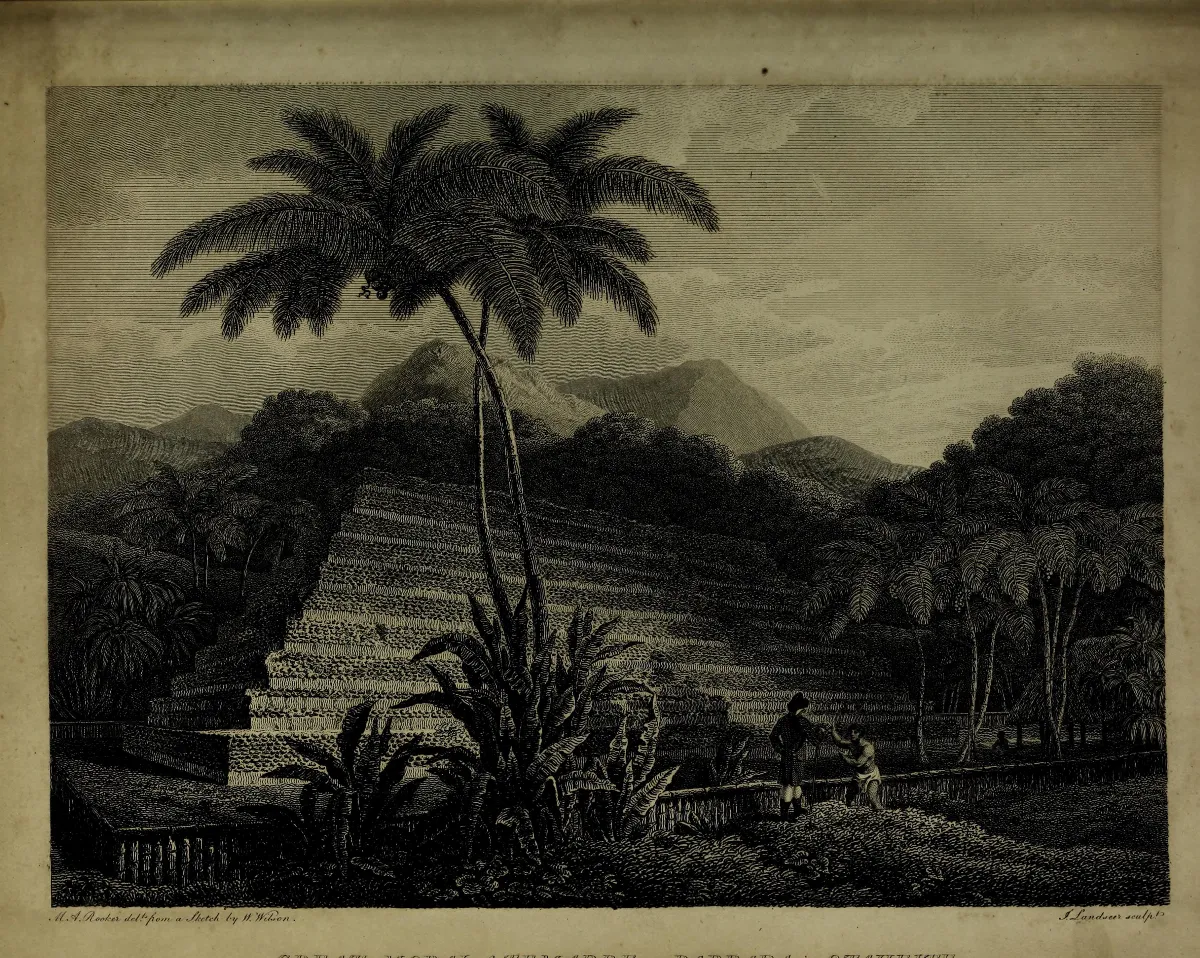 Great Morai of Temarre at Pappara in Otaheite — Isla de Pascua — 1799 | Chile de Ayer