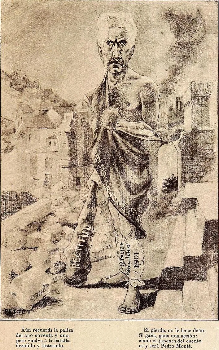 Caricatura Pedro Montt candidato 1906 — Arica — 1906 | Chile de Ayer