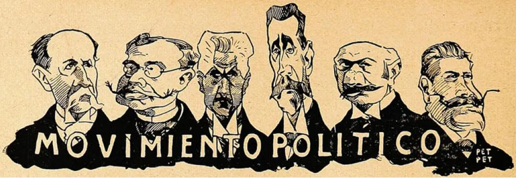 Caricatura candidatos eleccion presidencial chile 1906 — Arica — 1906 | Chile de Ayer