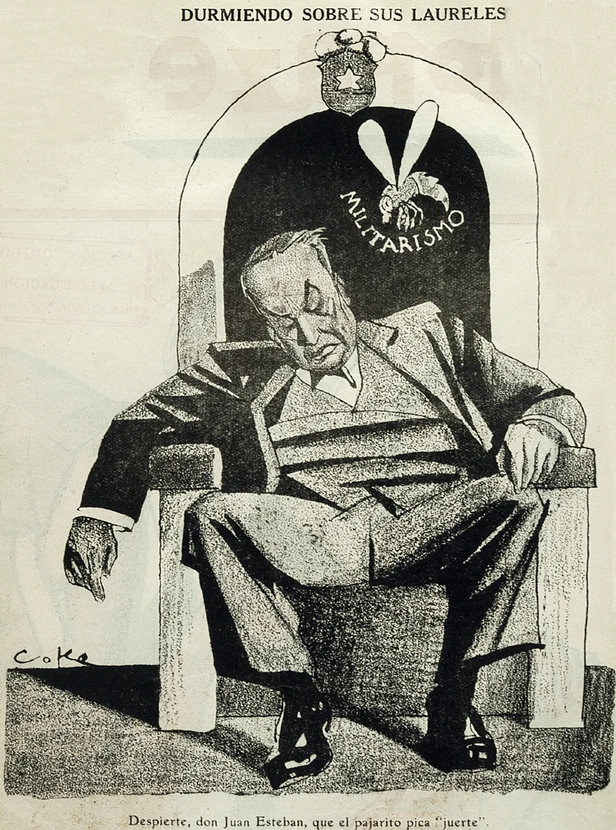 Topaze - Pdte. Montero durmiendo sobre sus laureles — 1931 | Chile de Ayer