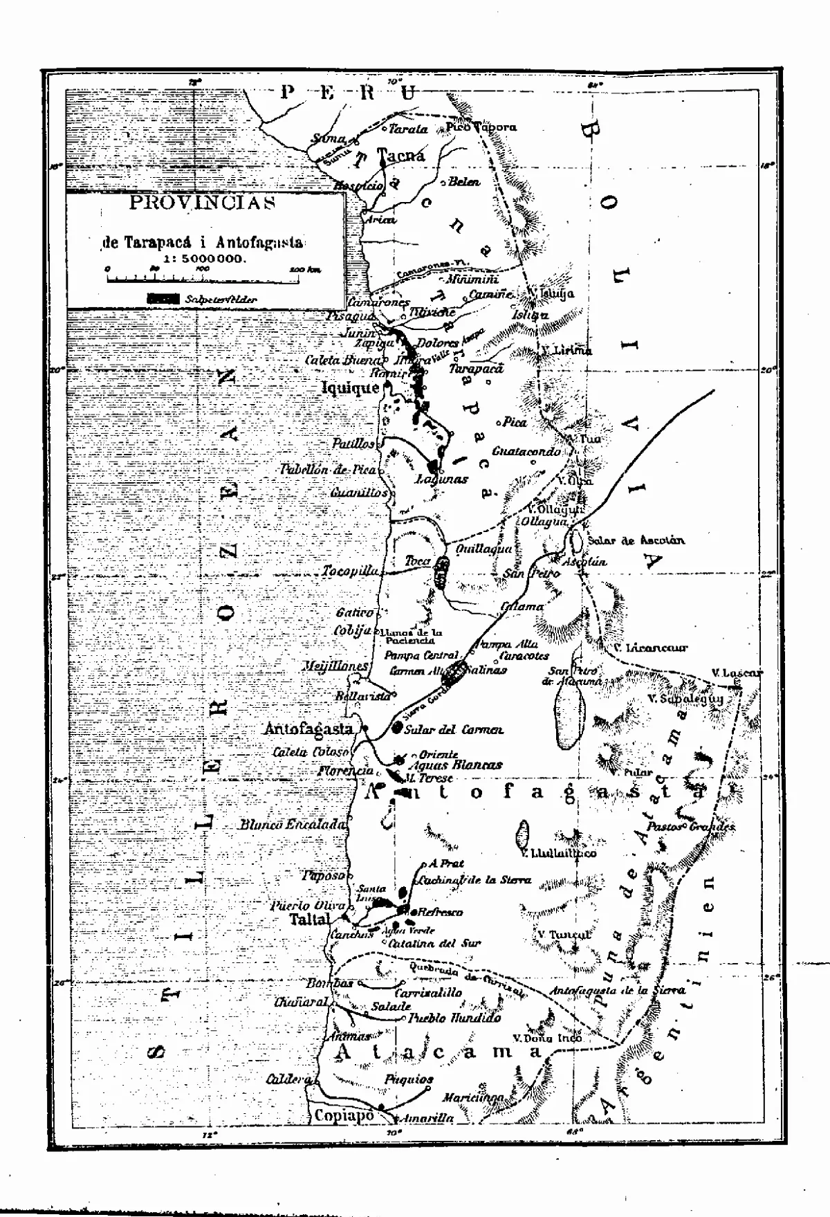 Depositos de salitre en Chile en 1908 — 1908 | Chile de Ayer