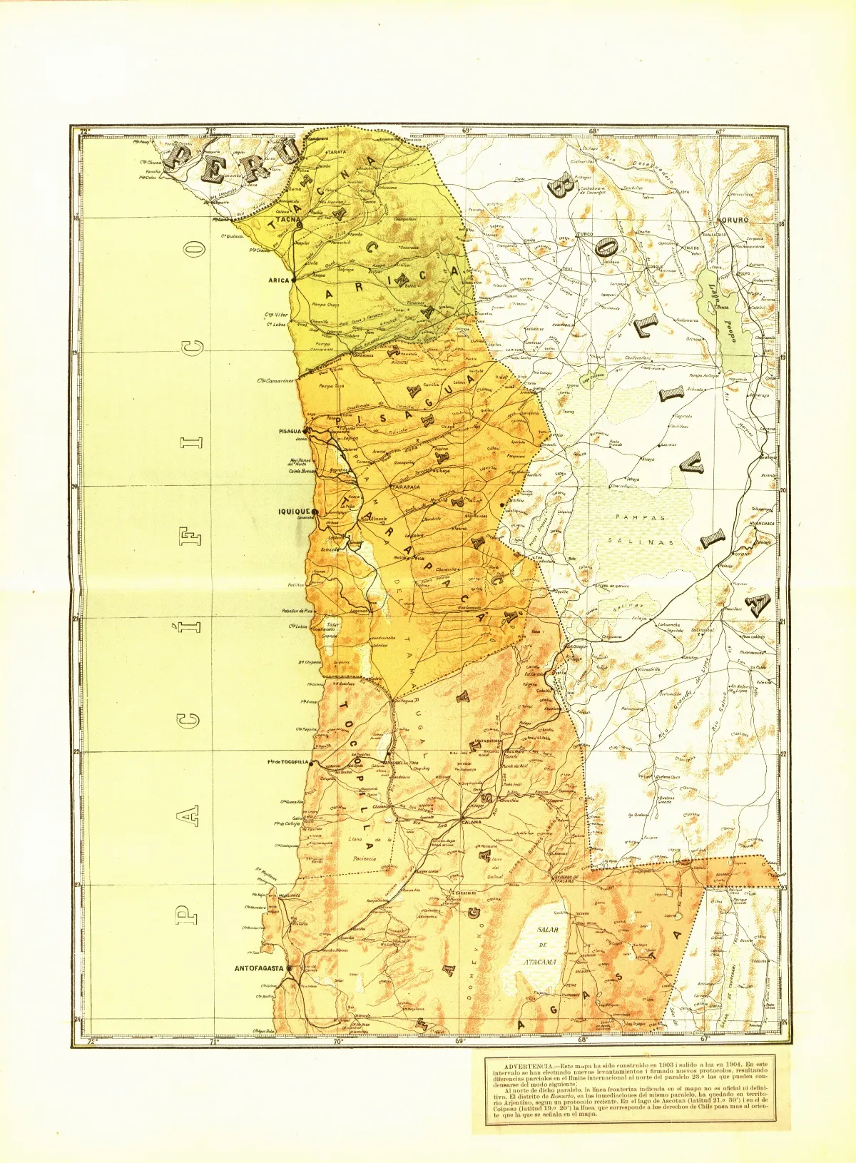 Mapa de Chile en 1904 Tornero 01 — 1904 | Chile de Ayer