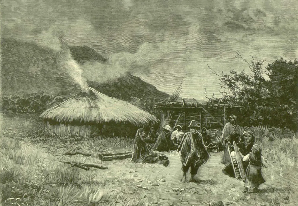 Mapuches tolderia de indios — Temuco — 1886 | Chile de Ayer