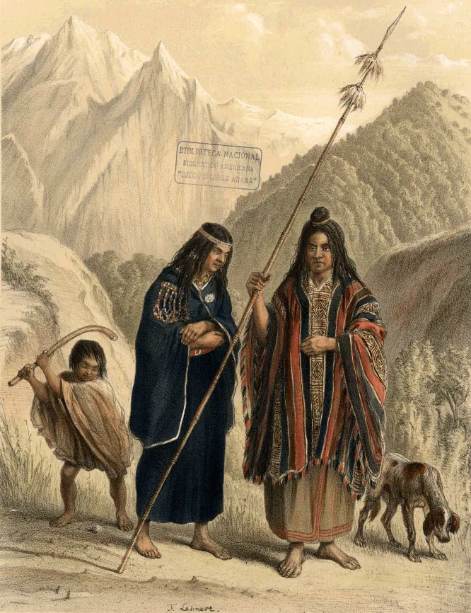 Mapuches Atlas de la historia física y política de Chile — Temuco — 1854 | Chile de Ayer