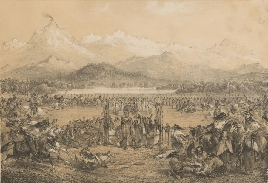 Entierro del Cacique Caithij en Guenague en mayo de 1835 por Claudio Gay — Valdivia — 1835 | Chile de Ayer