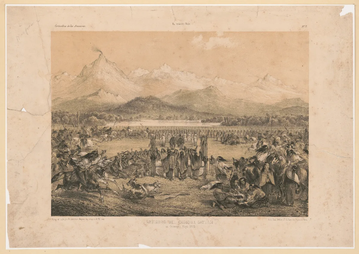 Entierro del cacique cathiji en guanegue May 1835 LCCN2003666770 — Temuco — 1835 | Chile de Ayer