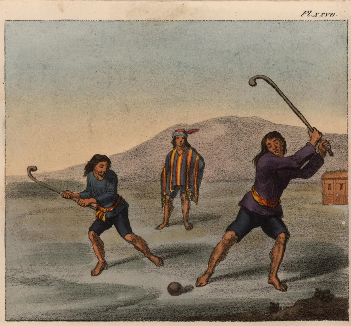 Schmidtmeyer- Scharf, George Johann - Mapuche playing chueca -JCB Library f1.0 — Temuco — 1824 | Chile de Ayer
