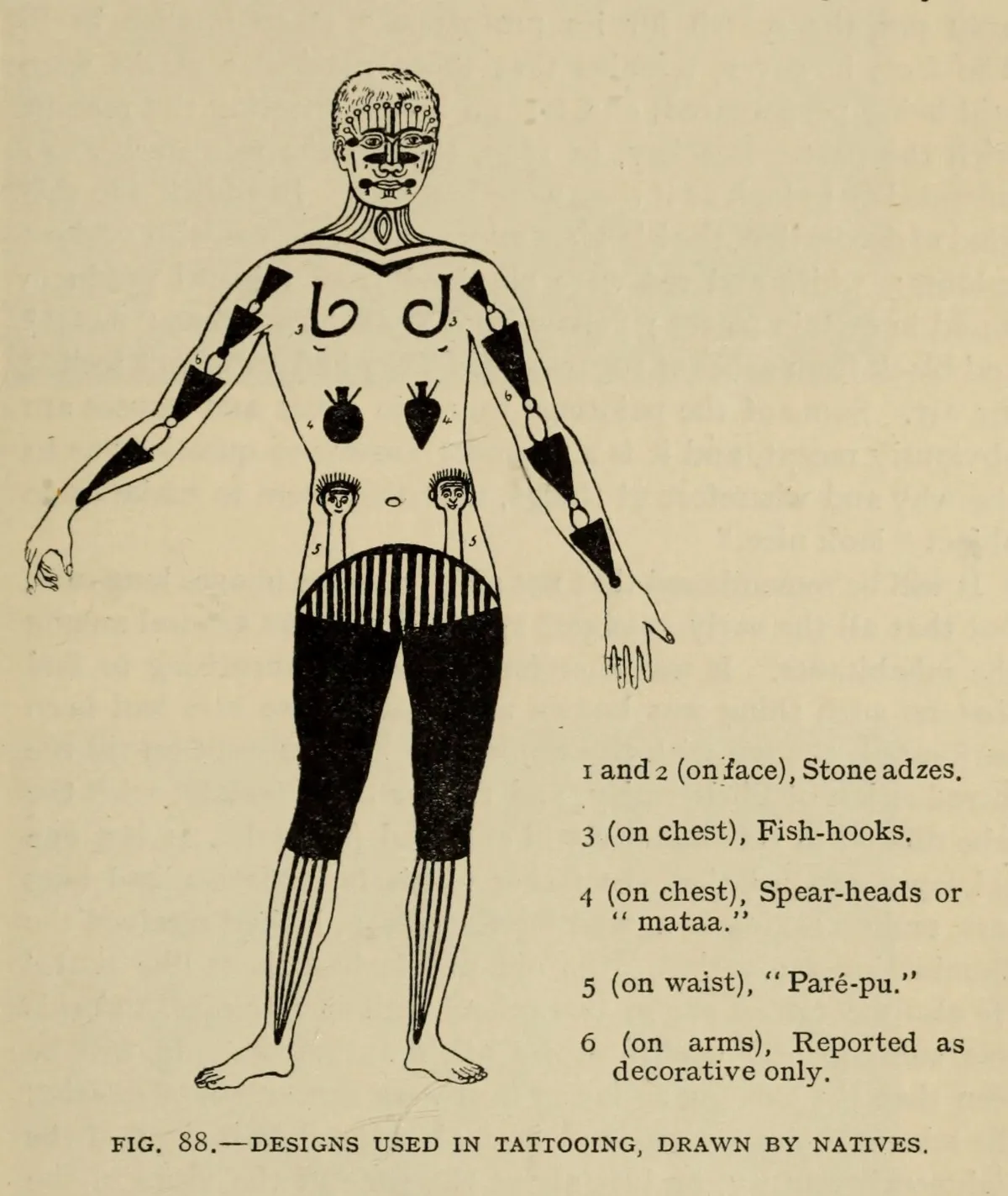 Designs Used In Tattooing, Drawn by Natives, The Mystery of Easter Island, published 1919 — Isla de Pascua — 1914 | Chile de Ayer