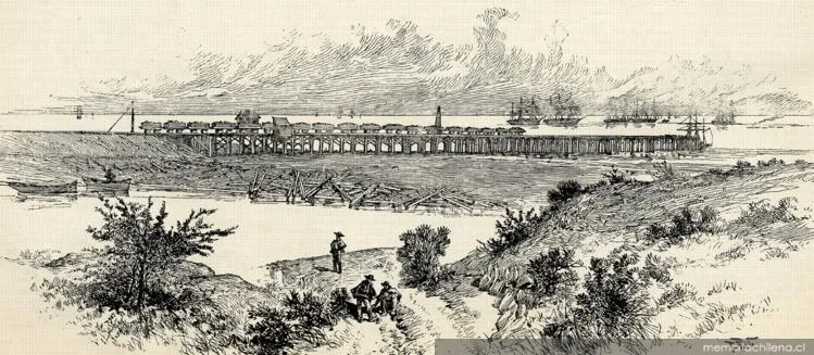 Embarcadero de carbón en Laraquete — 1889 | Chile de Ayer