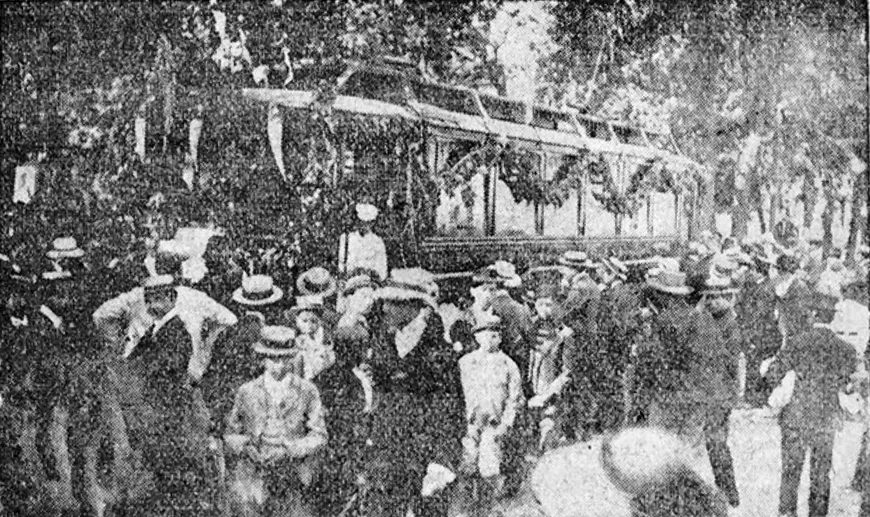 Inauguracion FFCC Electrico San Bernardo febrero 1908 — Santiago — 1908 | Chile de Ayer