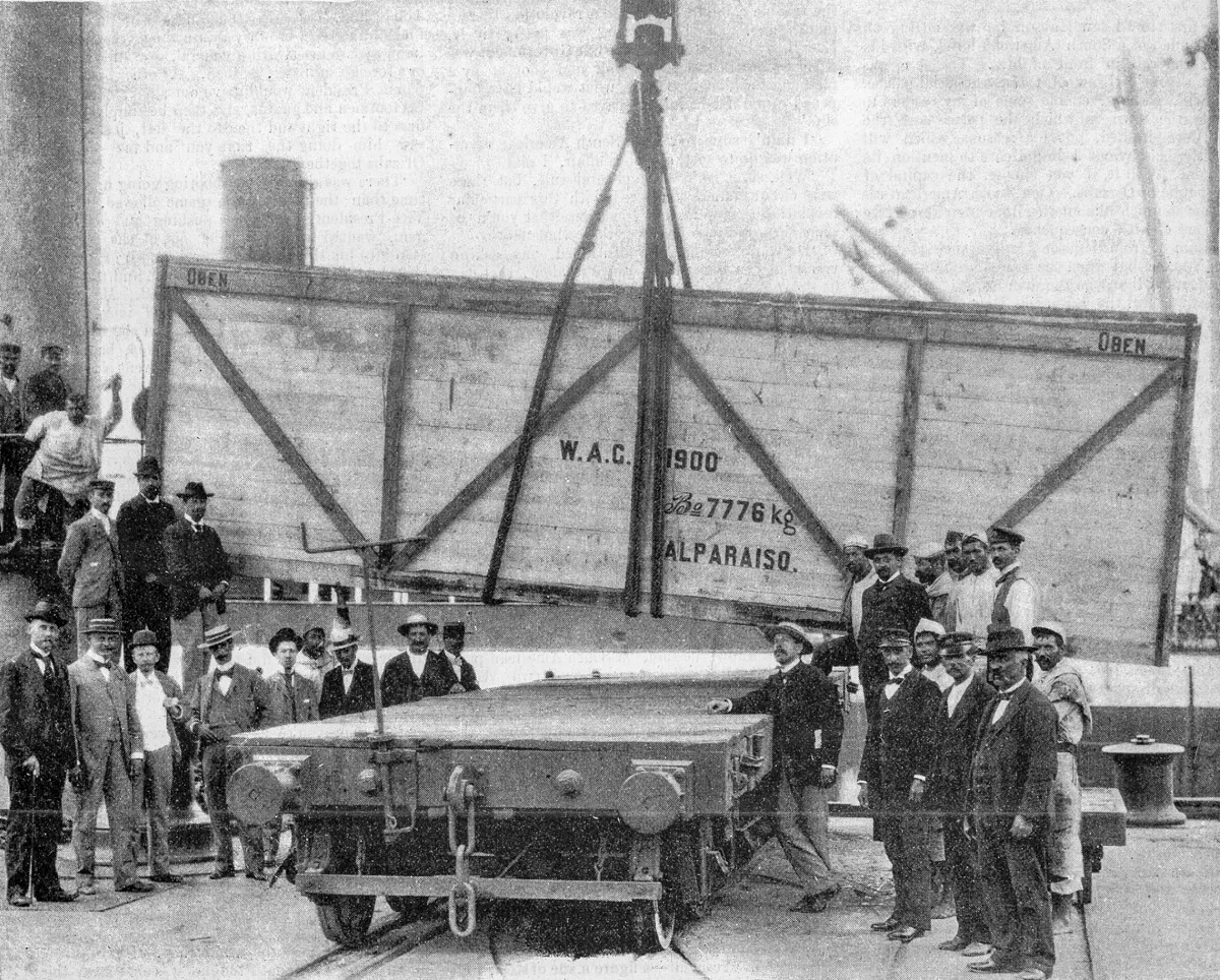 Llegada primer tranvia electrico de Santiago (1900) — Santiago — 1900 | Chile de Ayer