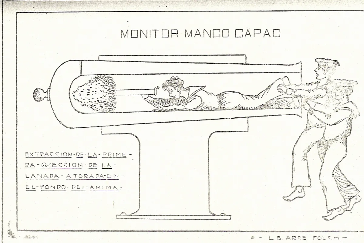Dahlgren gun in monitor Manco Capac — 1926 | Chile de Ayer