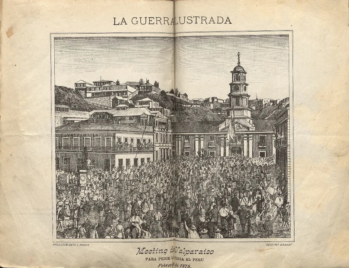Meeting de Valparaíso para pedir la guerra al Perú 1879 — 1879 | Chile de Ayer