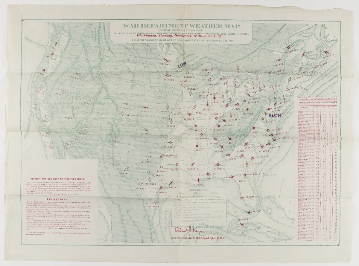 War Department Weather Map Oct 19th 1879 — 1879 | Chile de Ayer