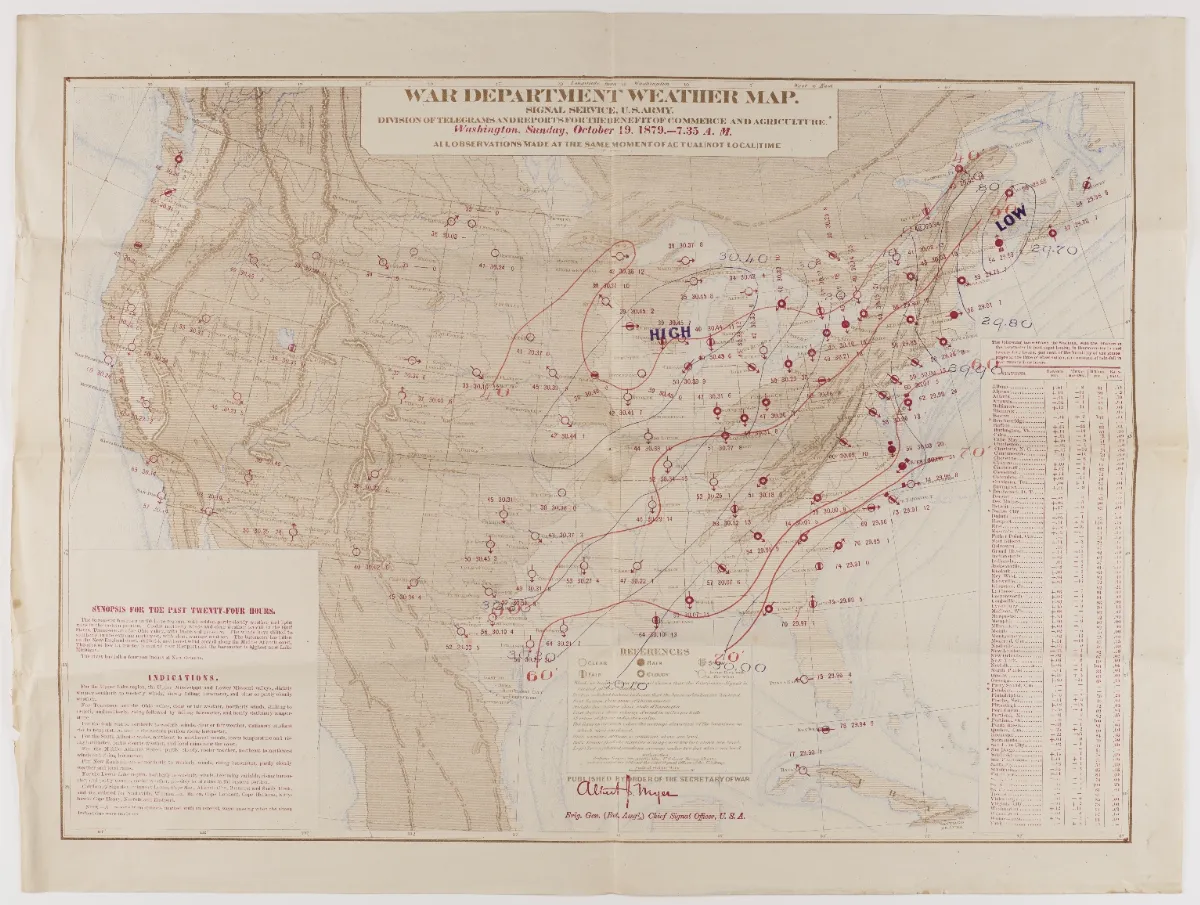 War Department Weather Map October 21st 1879 — 1879 | Chile de Ayer