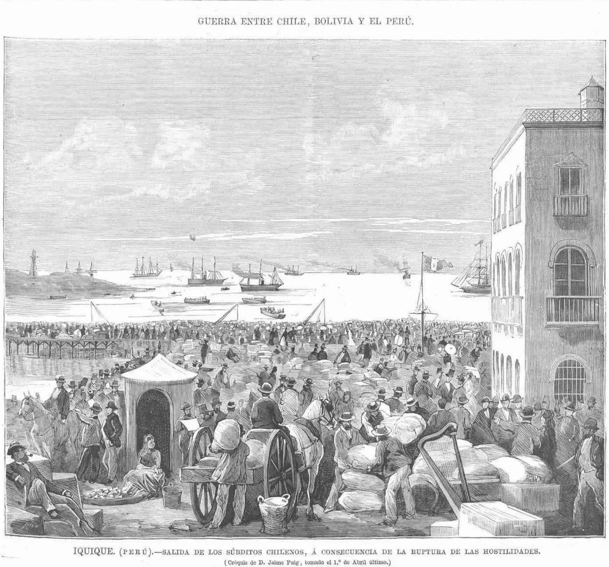 Salida-de-chilenos-de-Iquique — Iquique — 1879 | Chile de Ayer