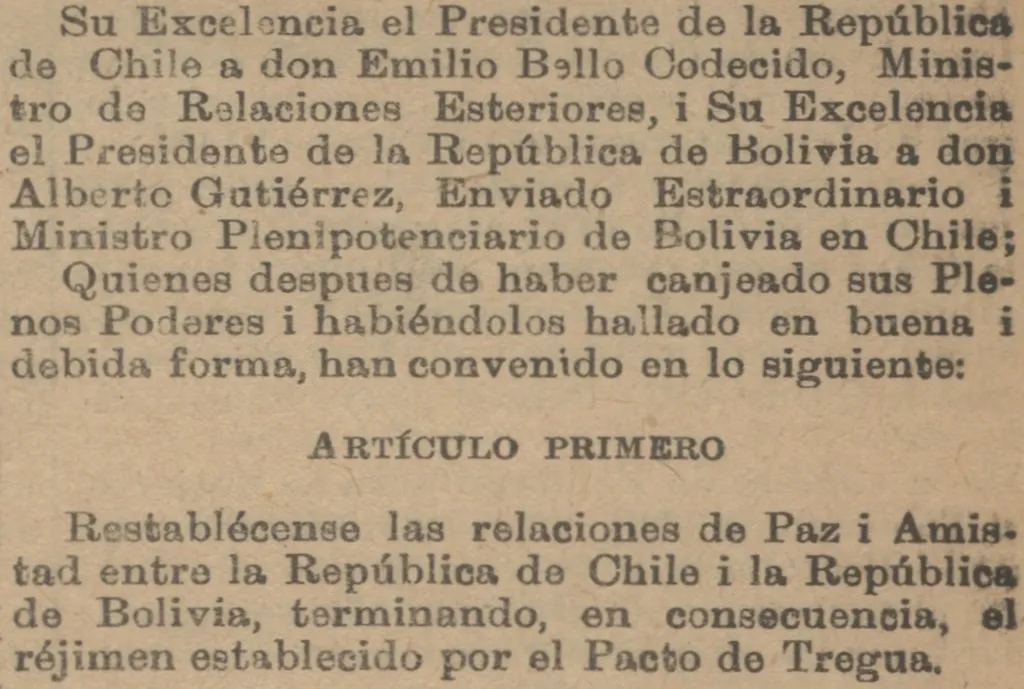 Extracto Tratado Chile Bolivia 1904 1024 — 1904 | Chile de Ayer