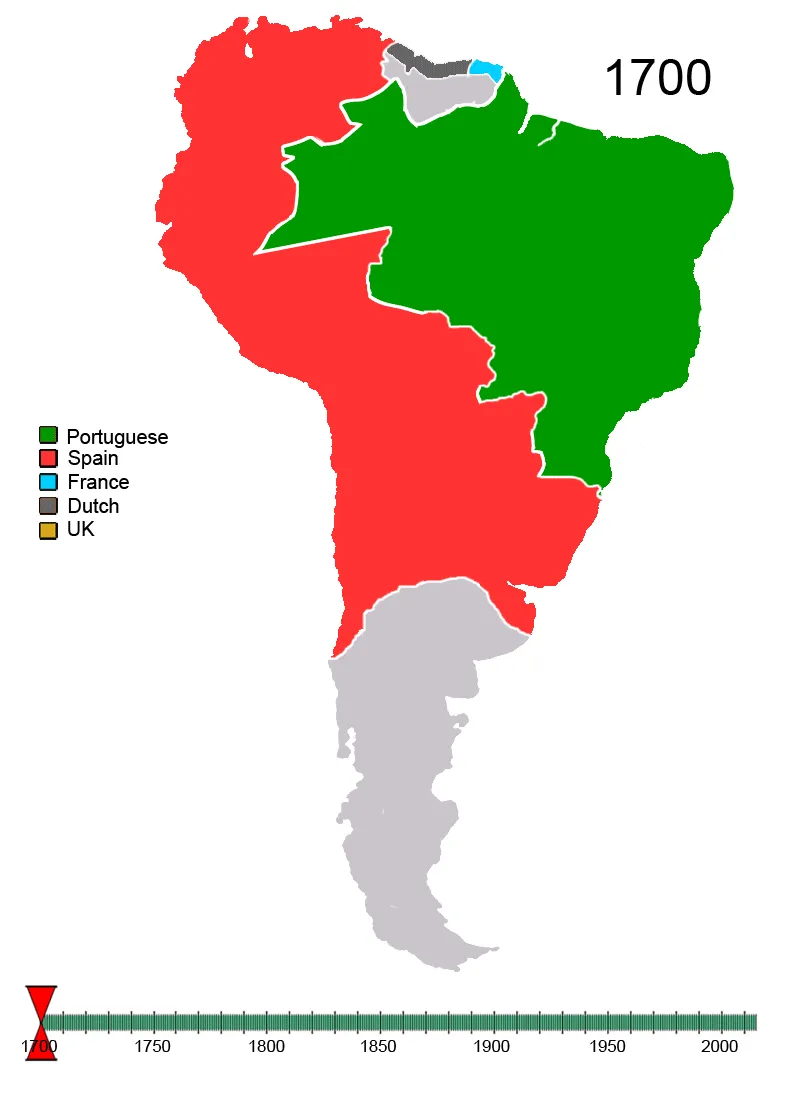 Non-Native American Nations Control over South America 1700 and on — 1700 | Chile de Ayer