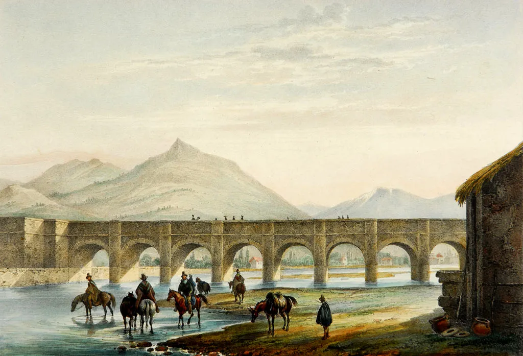 Puente sobre el Mapocho — 1828 | Chile de Ayer