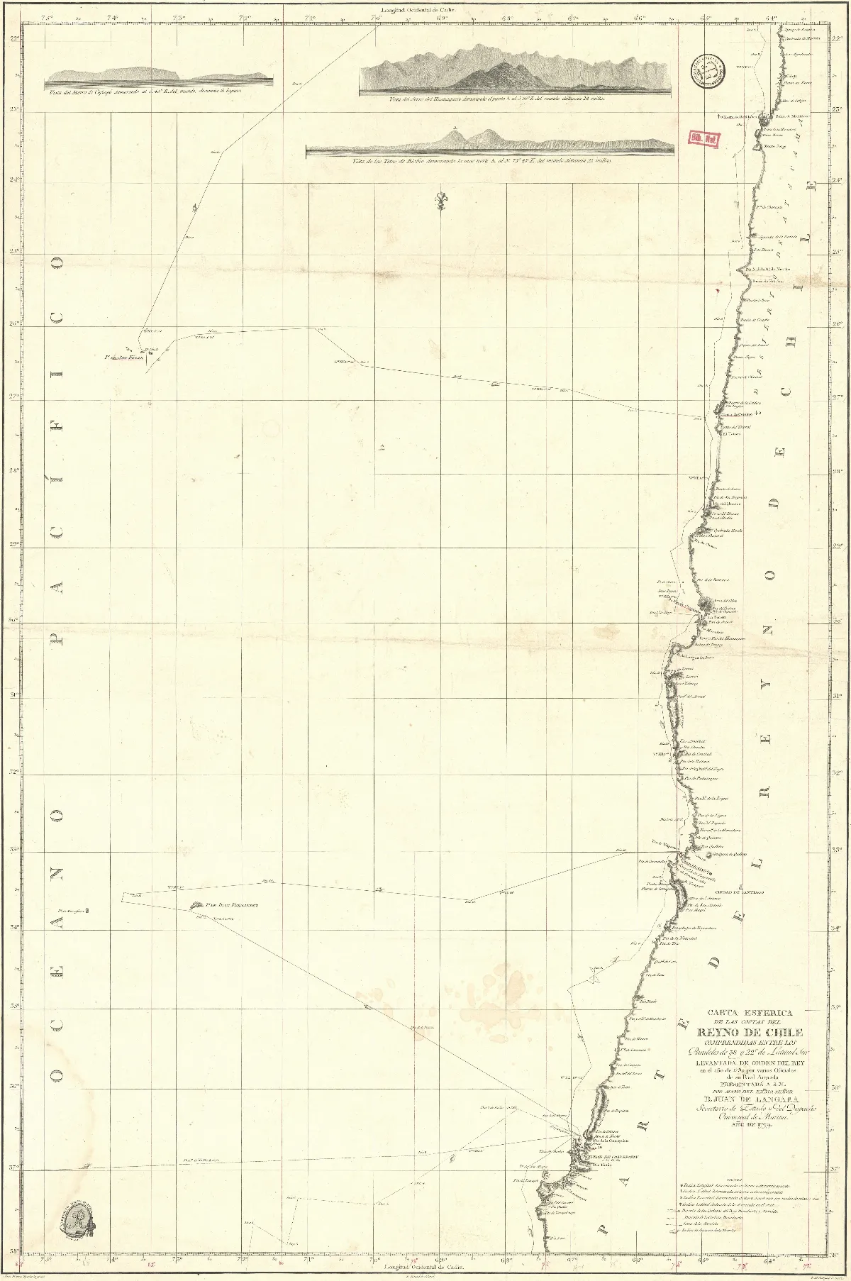 Carta esférica de las costas del Reyno de Chile (1799) — Antofagasta — 1792 | Chile de Ayer