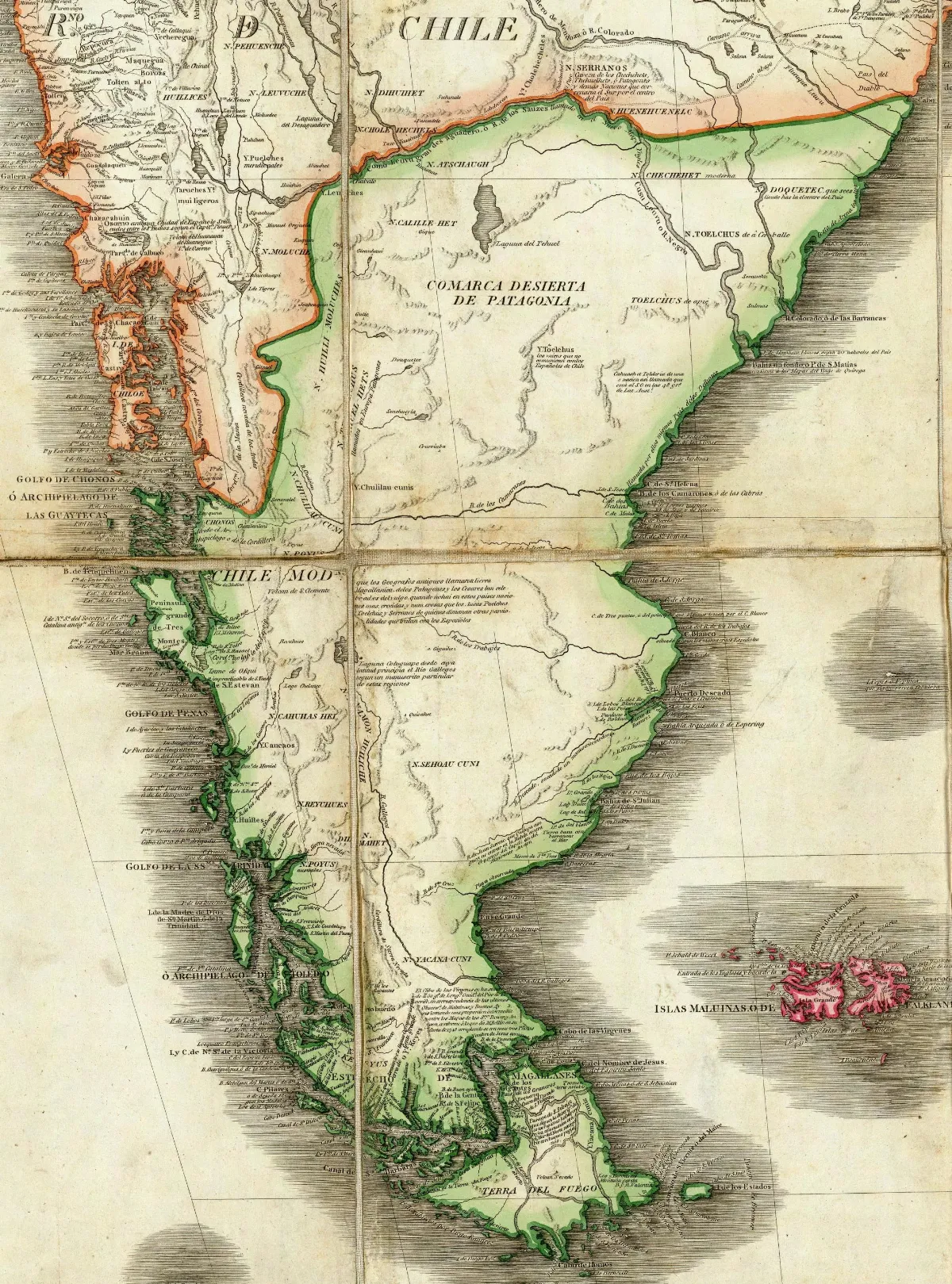 Mapa Geografico de America Meridional (acercamiento) — Punta Arenas — 1775 | Chile de Ayer