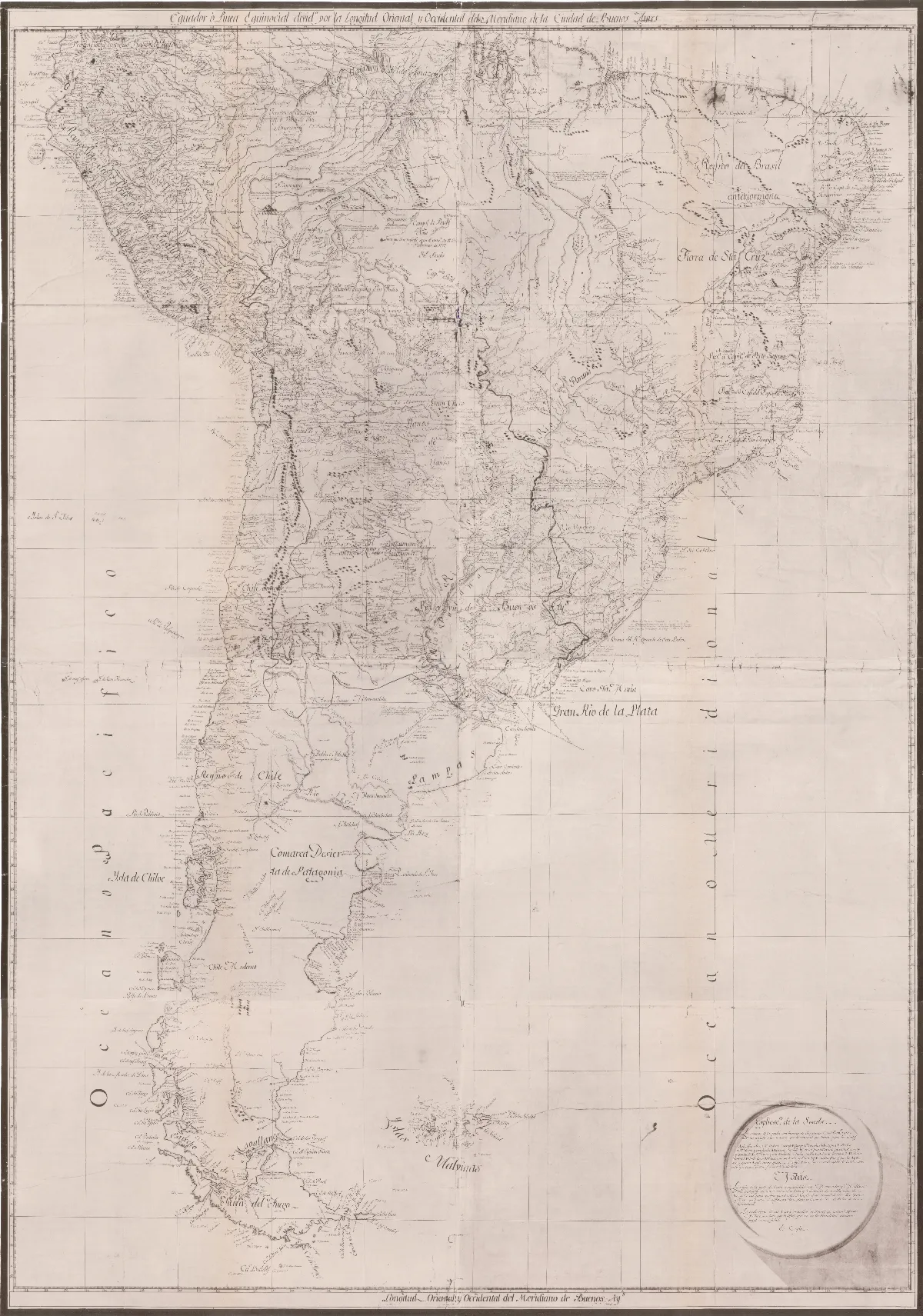 Mapa de la América del Sur, Agustín Ibáñez y Bojons, 1800 (Biblioteca Nacional de España) — Punta Arenas — 1800 | Chile de Ayer