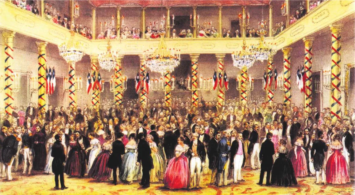 18 de Septiembre Chile, baile en la casa de gobierno — 1854 | Chile de Ayer