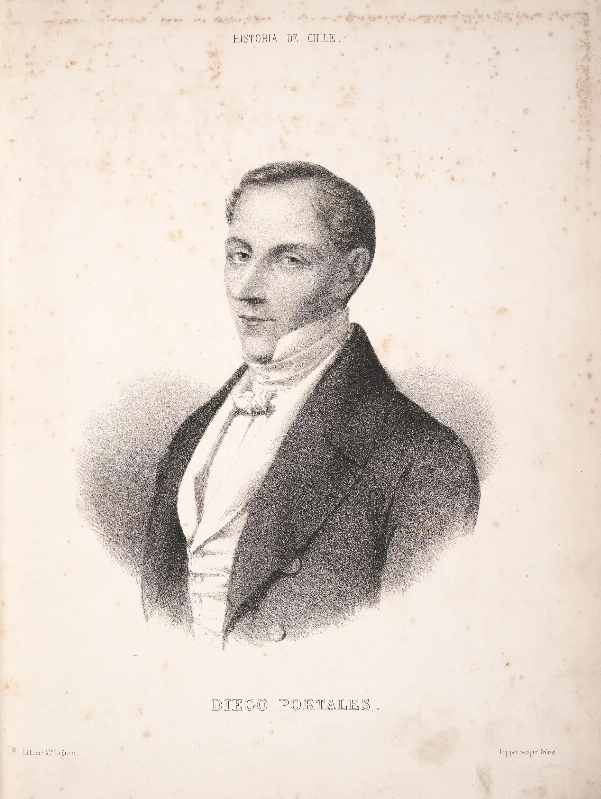 Diego Portales en Historia fisica y politica de Chile 03 — 1844 | Chile de Ayer
